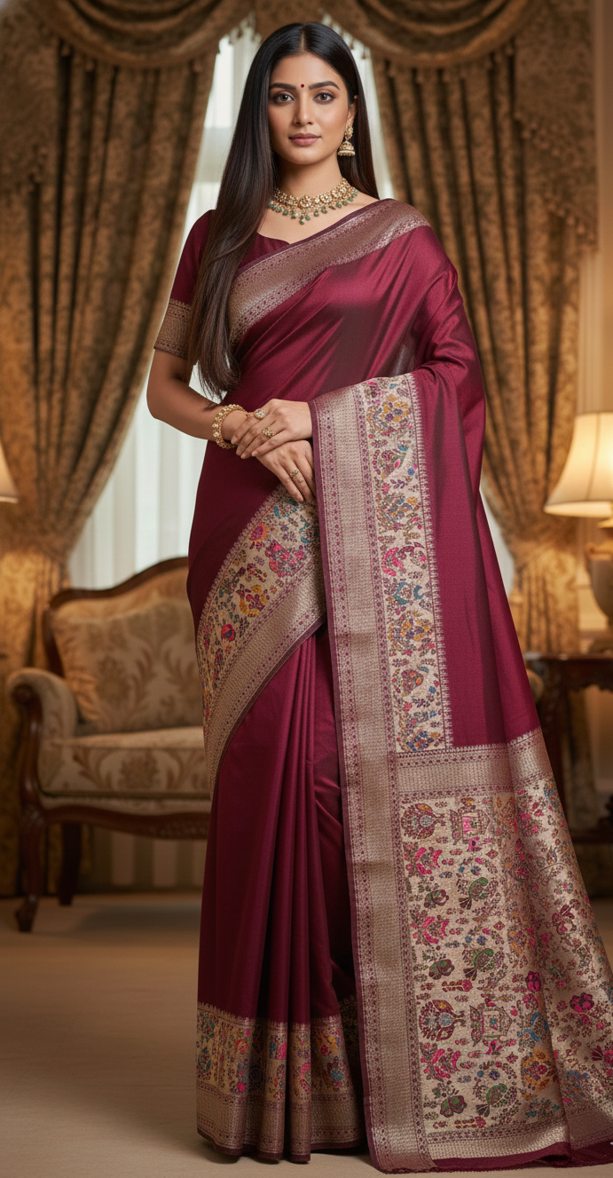 Regal Wine Saree
